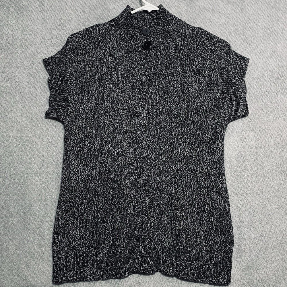 Bobbie Brooks Women's Cardigan Sz 12/14 Short Sleeve Open Front Sweater Gray